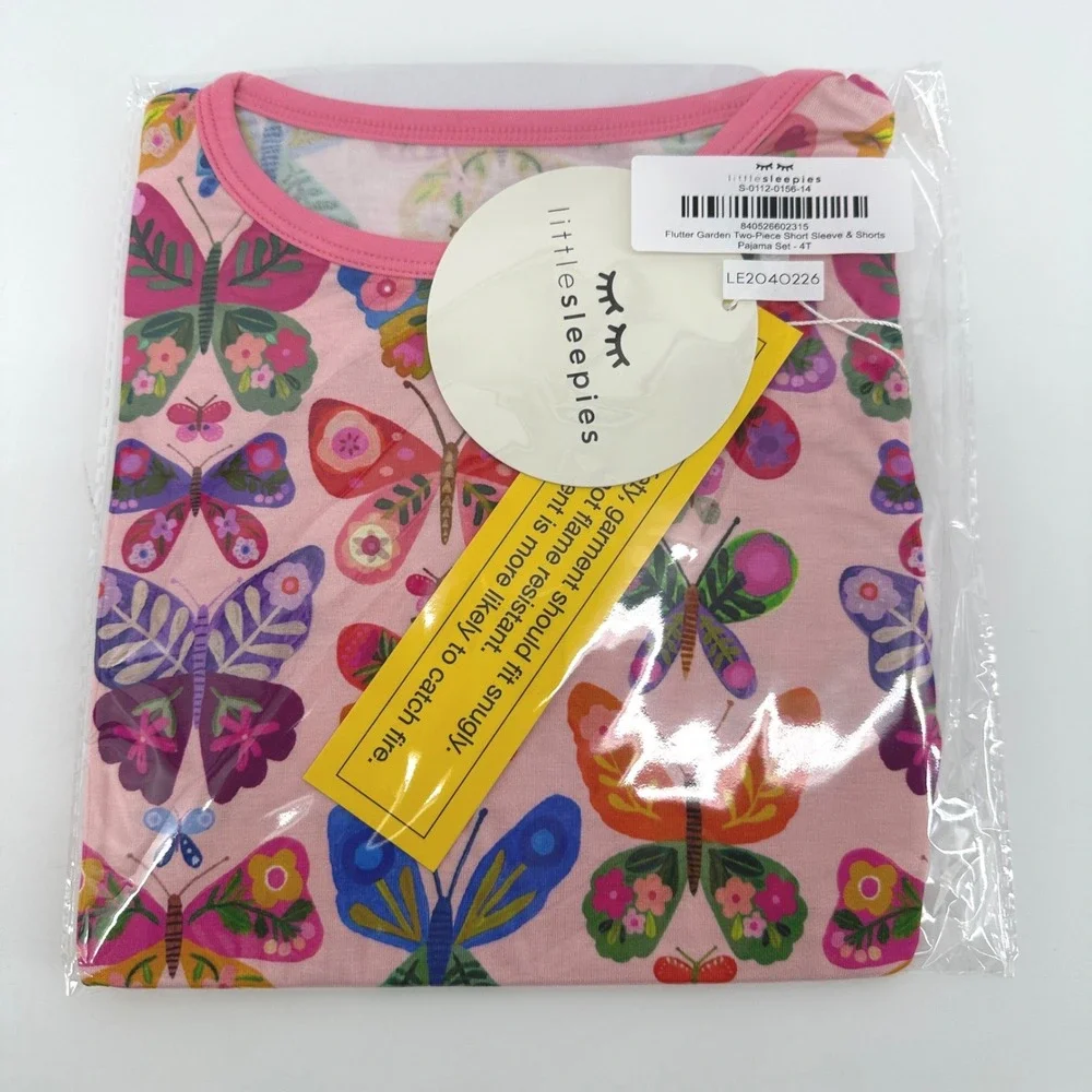 Little Sleepies Flutter Garden Two-Piece Pajama Set 4T NWT